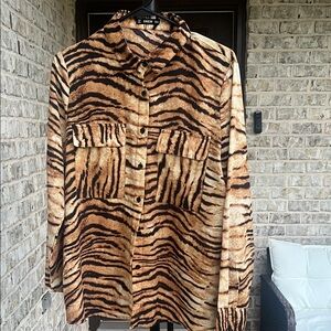 SHEIN Brown Tiger Print Shirt